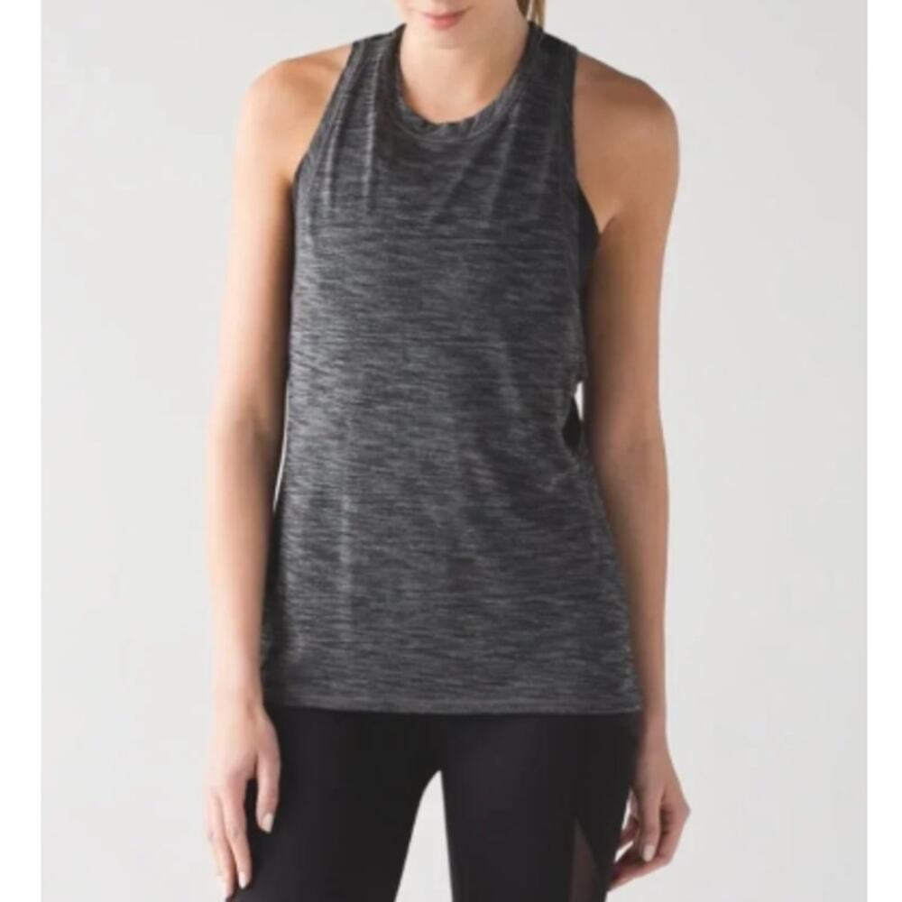 Lululemon Women's Heathered Black Cotton Work The Circuit Tank Top Size 6